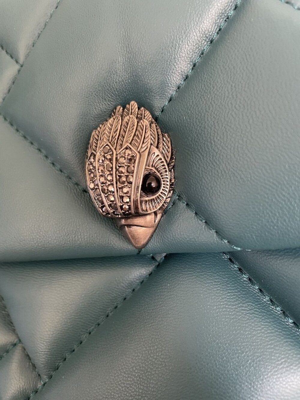 Kurt Geiger London Quilted Teal Shoulder Bag With Chain Strap - Picture 5 of 7